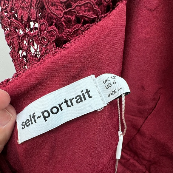 Burgundy Guipure Lace Midi Dress - Size 8 NWT - Picture 3 of 3